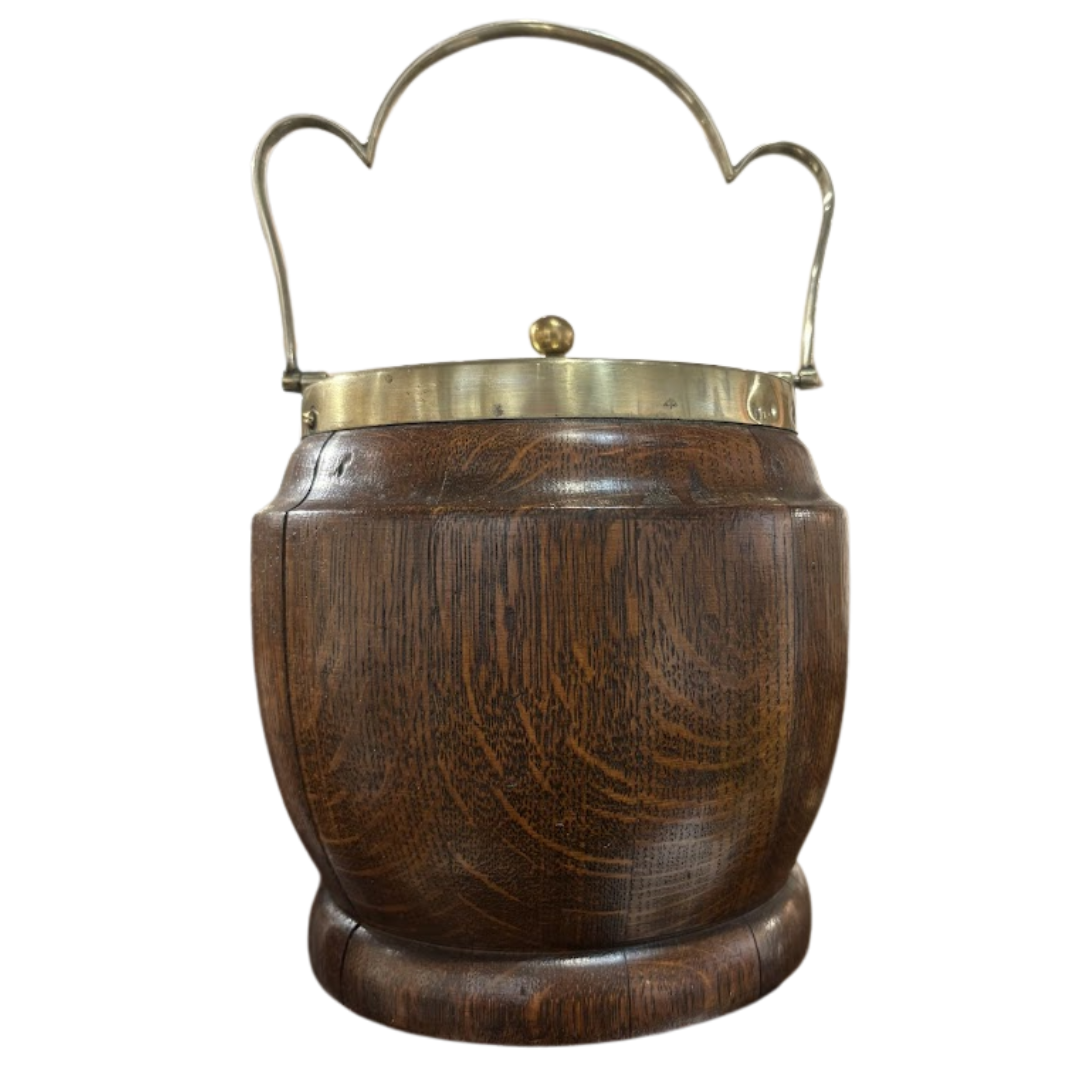 Antique English Oak Biscuit Barrel