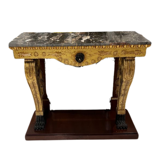 Italian Gilt Wood & Black Marble Console