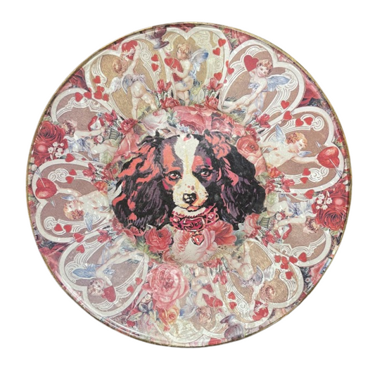 8" French Decoupage Cavalier King Charles Spaniel Plate