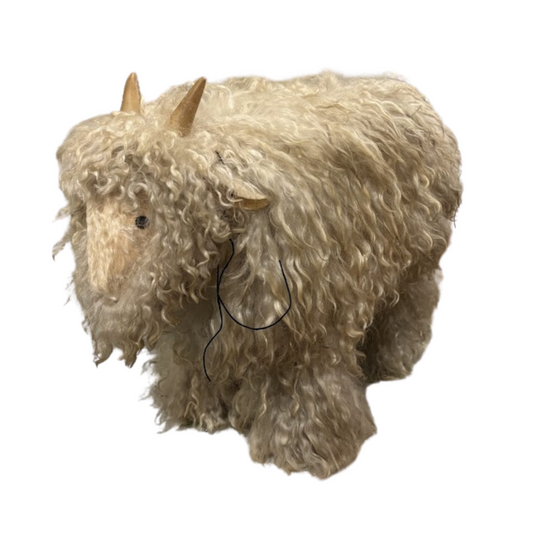 Mid Century Lambswool Mountain Goat Footstool