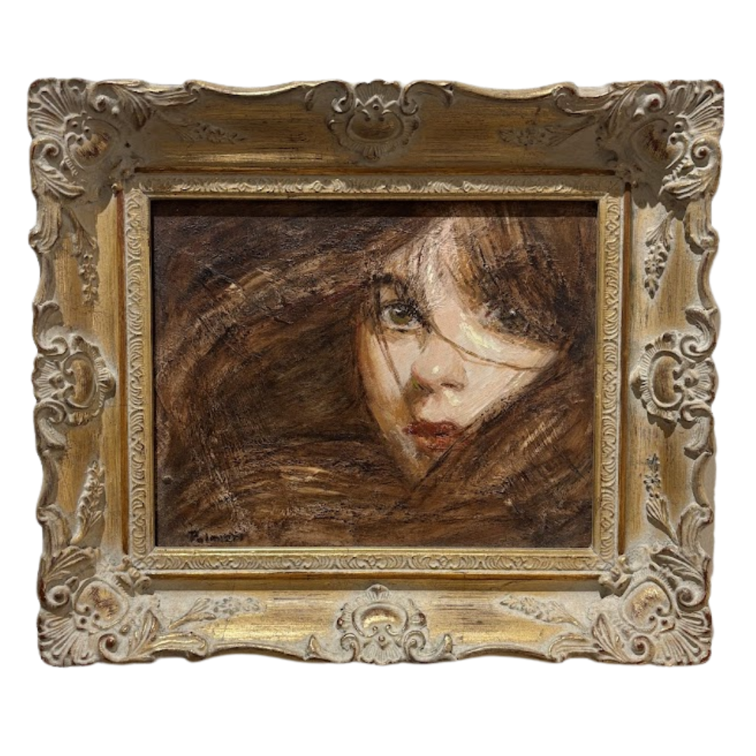 Impressionist Painting of a Young Woman, Signed Frank Palmieri