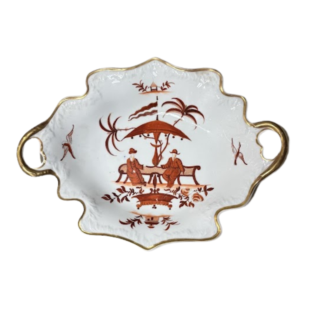 11" Shaped Samuel Alcock Hand Painted Dish Circa 1835
