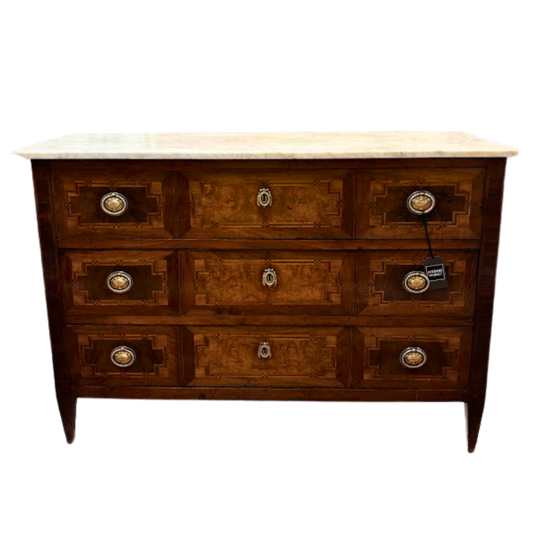 19th Century Italian Inlaid Marble Top Chest