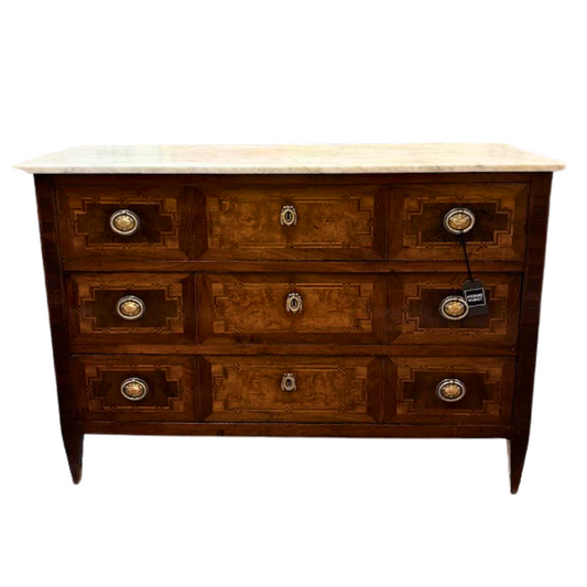 19th Century Italian Inlaid Marble Top Chest