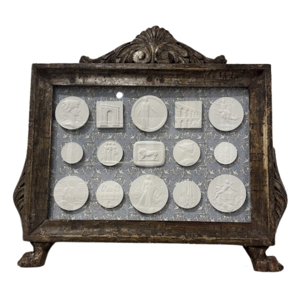 Handmade Intaglios on Italian Paper in Footed Frame Found at a Northern Italian Antique Shop