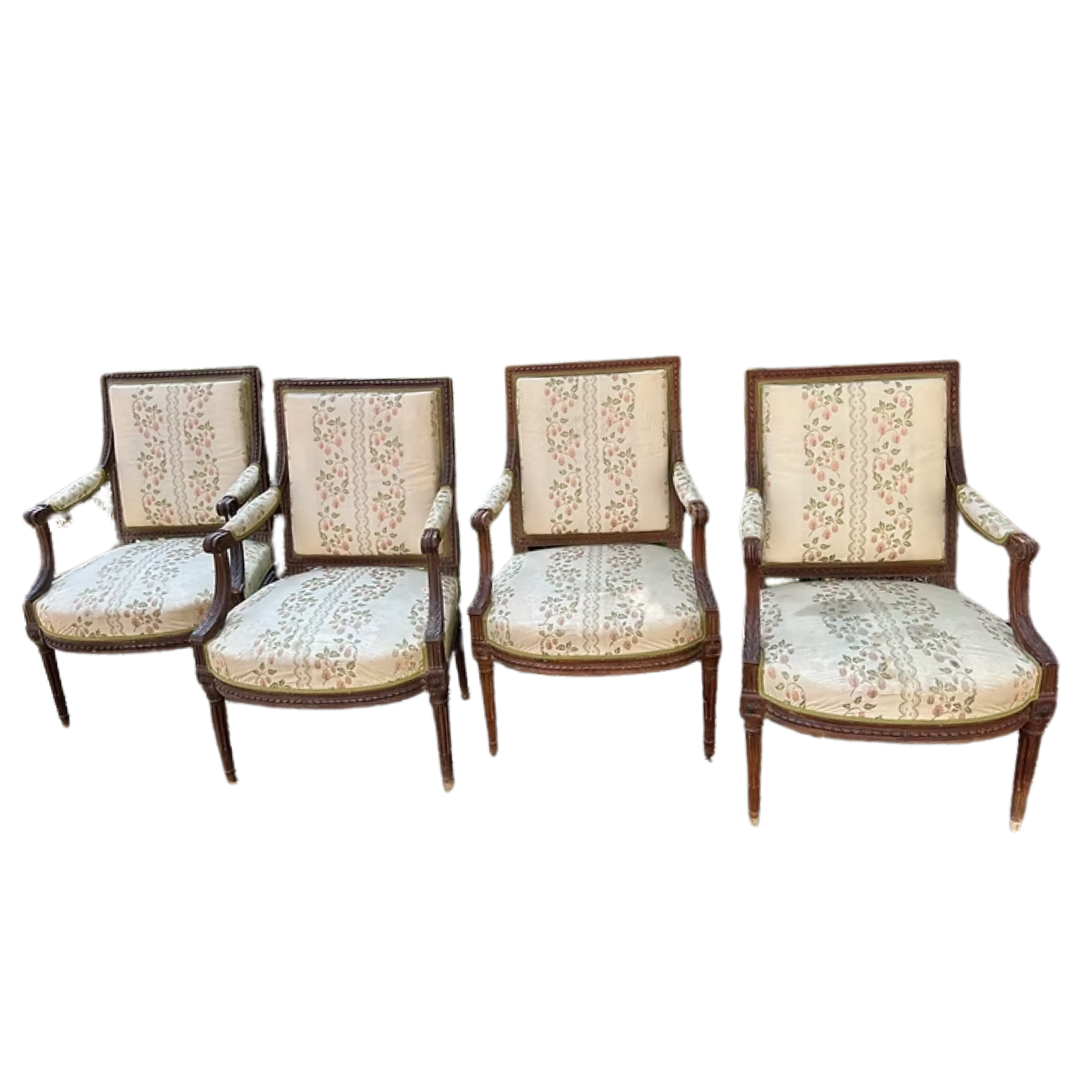 Set of 4 French Louis XVI Chairs Circa 1790-1820