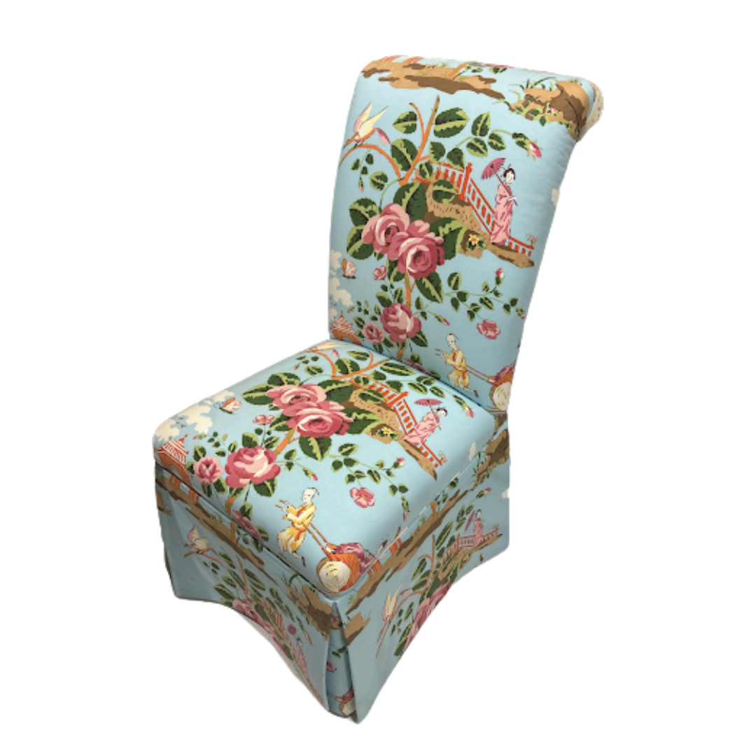 Floral Chinoiserie Style Slipper Chair