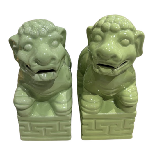 Pair Modern Green Foo Dogs