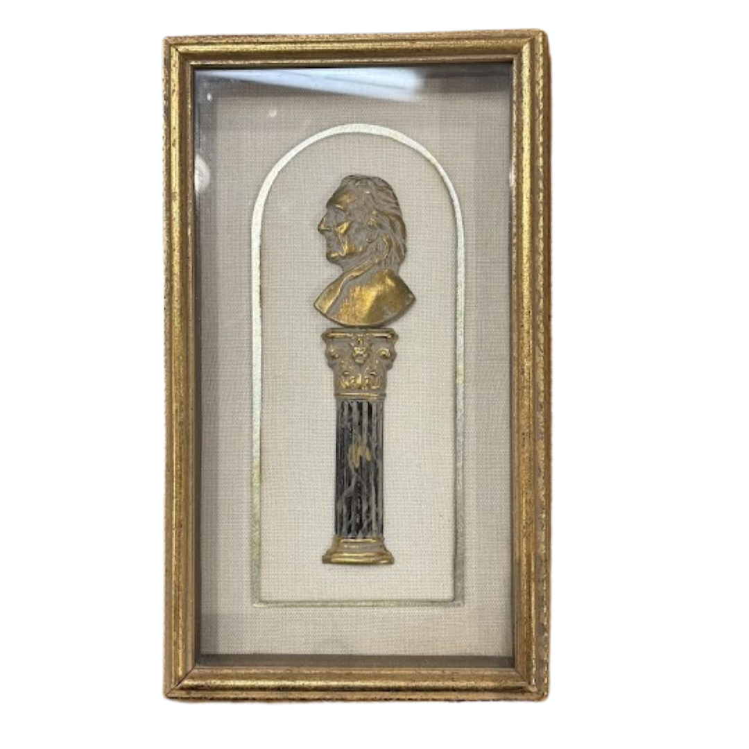 Framed Brass Bust on Column of Beethoven