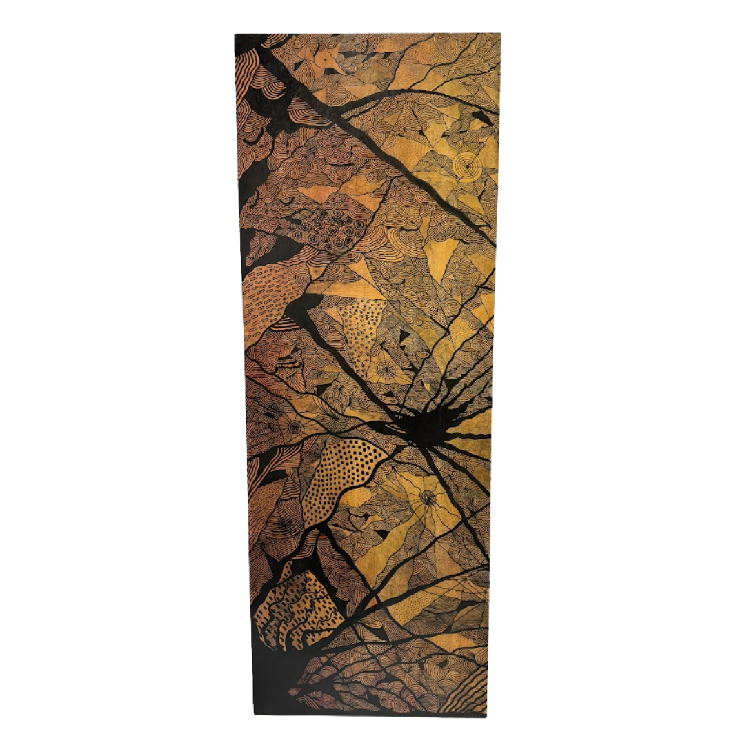 Enamel and Oil Wooden Panel by Luisa Mesa "Mindscape Series" Signed En Verso