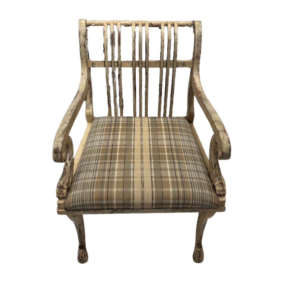 Neoclassical Style Armchair Painted in Distressed Finish Circa 1970