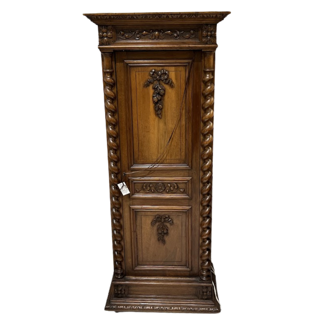 Old Petite French Bonnetiere with Single Door and Barley Twist Columns (TLI #124)