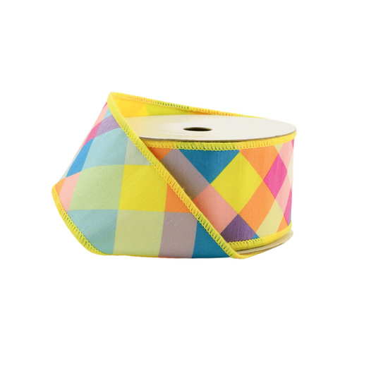 2.5" Wired Dupioni Ribbon in Plaid - 10 Yard Roll
