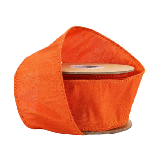 2.5" Wired Dupioni Ribbon in Pumpkin - 10 Yard Roll