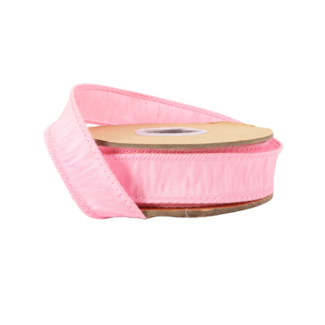 1" Wired Dupioni Ribbon in Pink - 10 Yard Roll