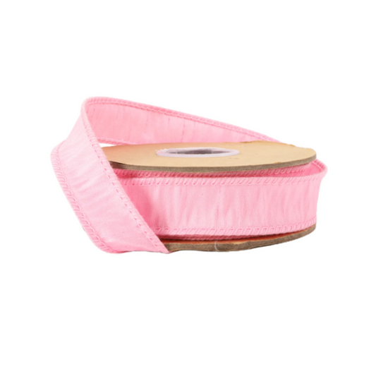 1" Wired Dupioni Ribbon in Pink - 10 Yard Roll
