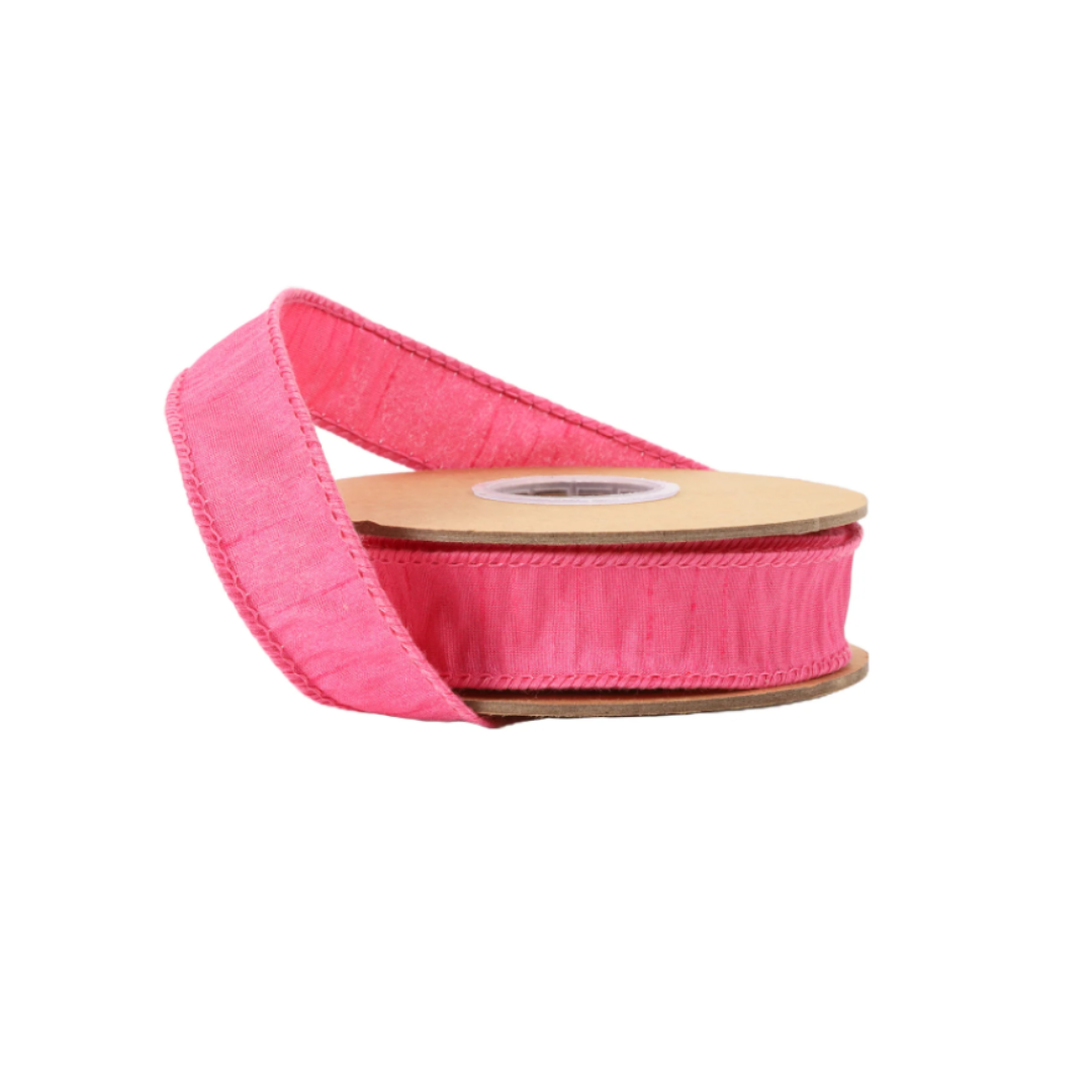 1" Wired Dupioni Ribbon in Hot Pink - 10 Yard Roll