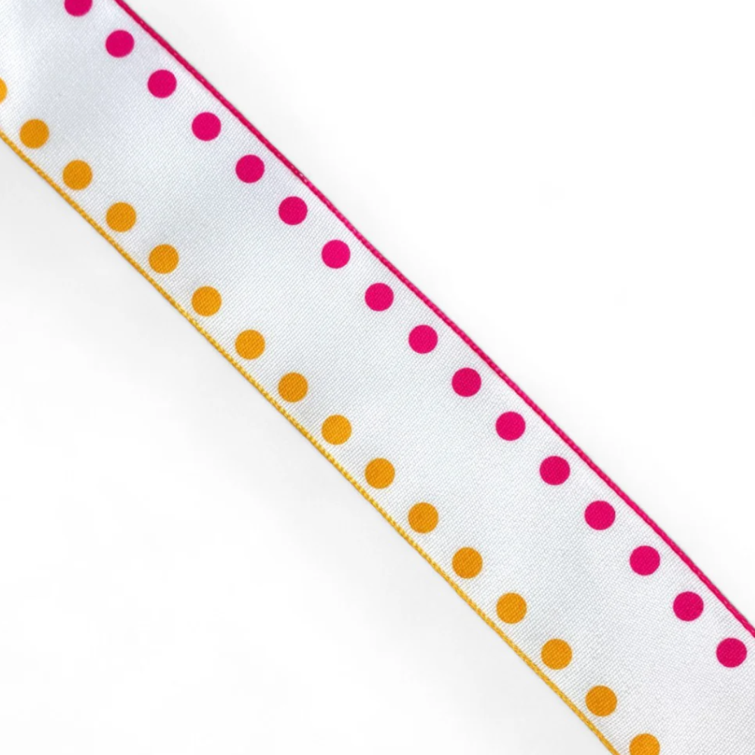 1.5" Wired Ribbon in Candy Dot Pink and Orange - 10 Yard Roll (9333W-058-38E)