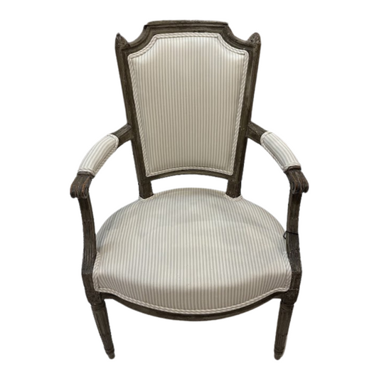 Antique Louis XVI Armchair Upholstered in Chelsea Editions Stripe