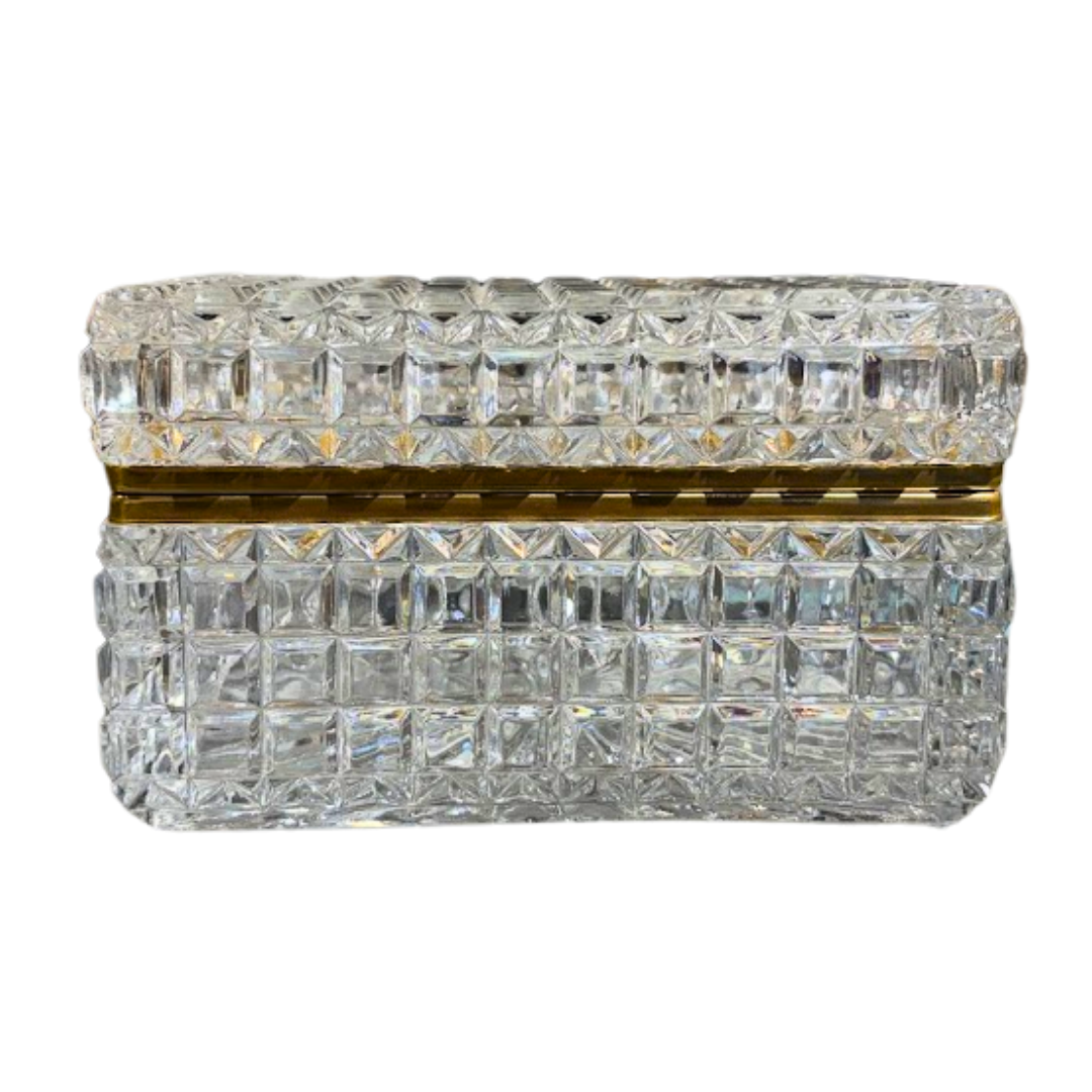Antique Cut Crystal Box with Ormolu Finish