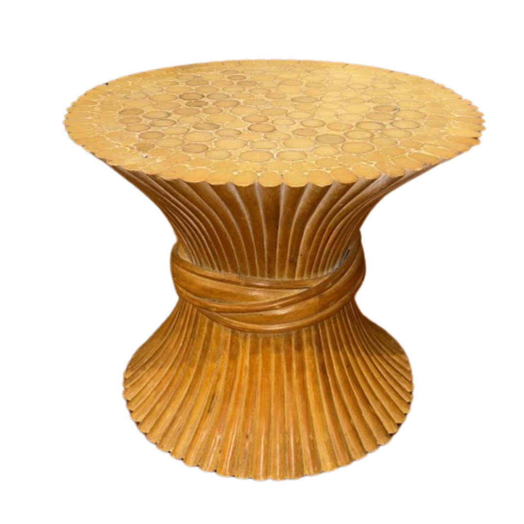 Mid Century Wheat Sheaf Side Table by McGuire, 1970s