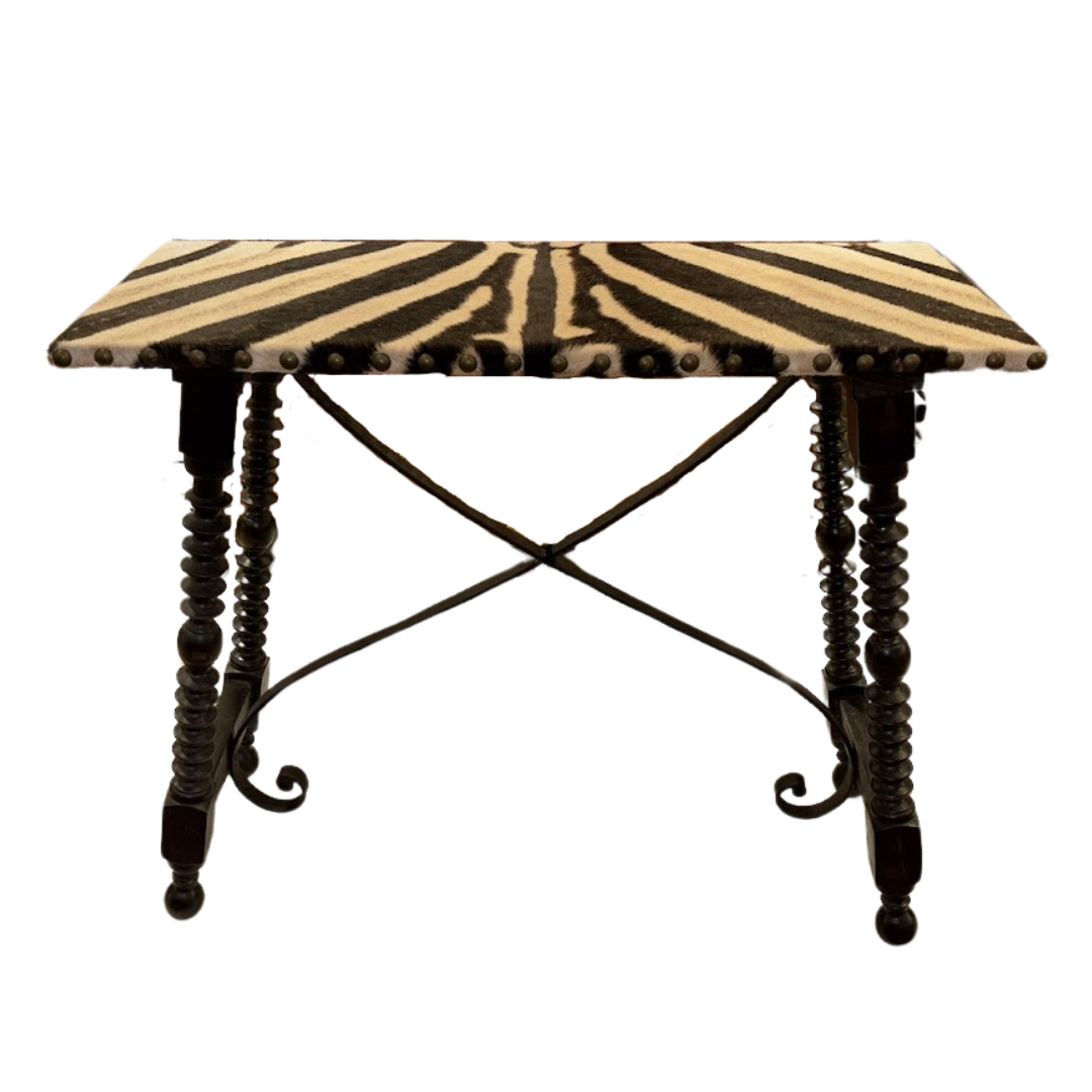 19th Century Italian Spool Table with Zebra Top
