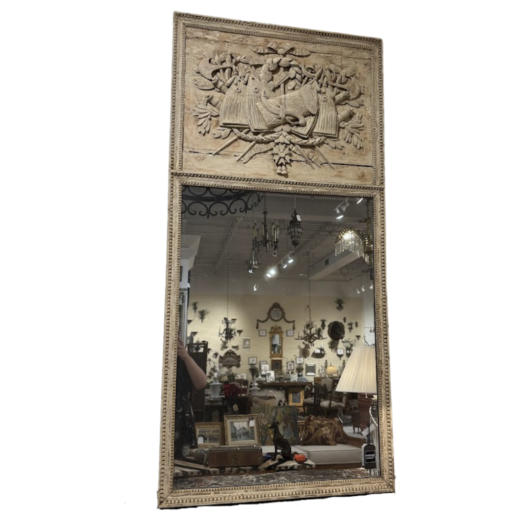 18th Century French Trumeau with Musical Motif Wood Carvings