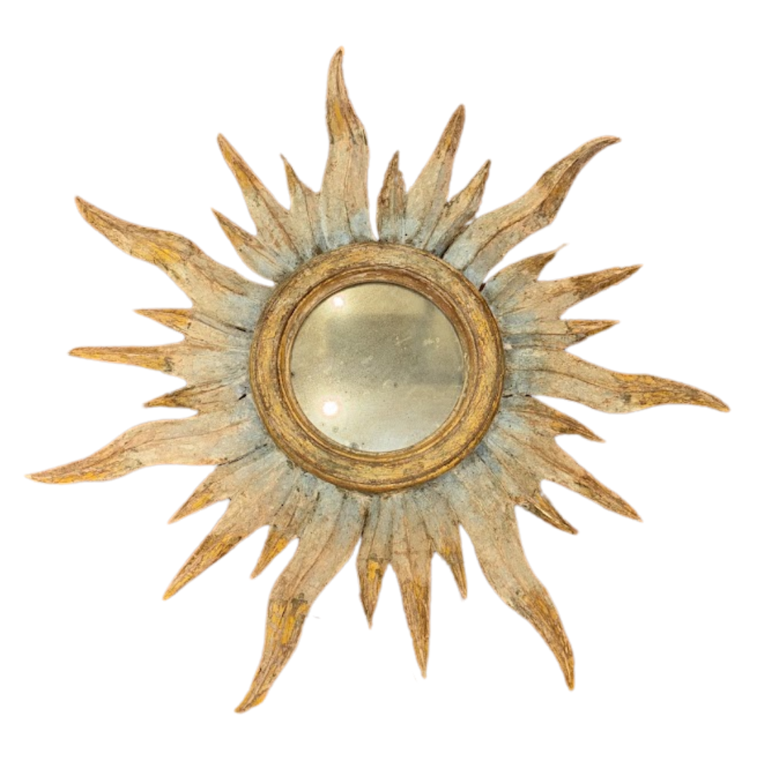 Italian Carved Wood Sunburst with Painted Finish