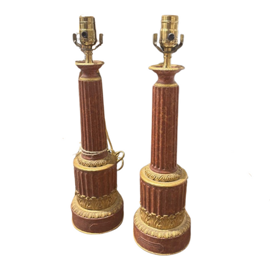 Pair of 19th Century French Tole Carcel Lamps