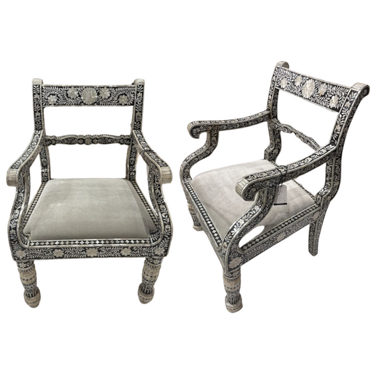 Pair of Mother of Pearl Inlaid Chairs