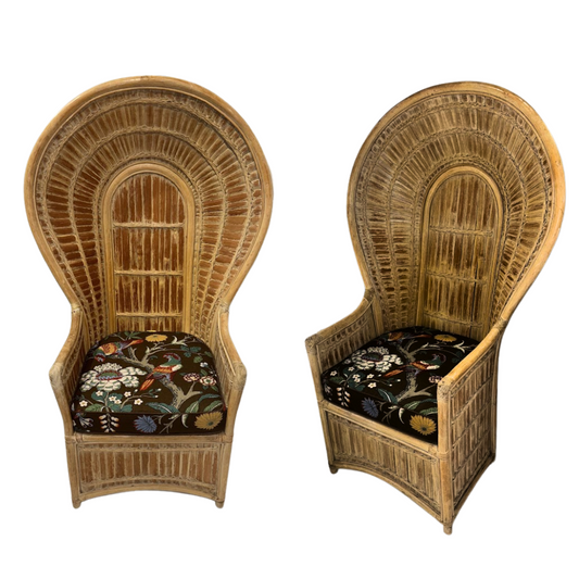 Pair Bamboo Mid Century Peacock Chairs