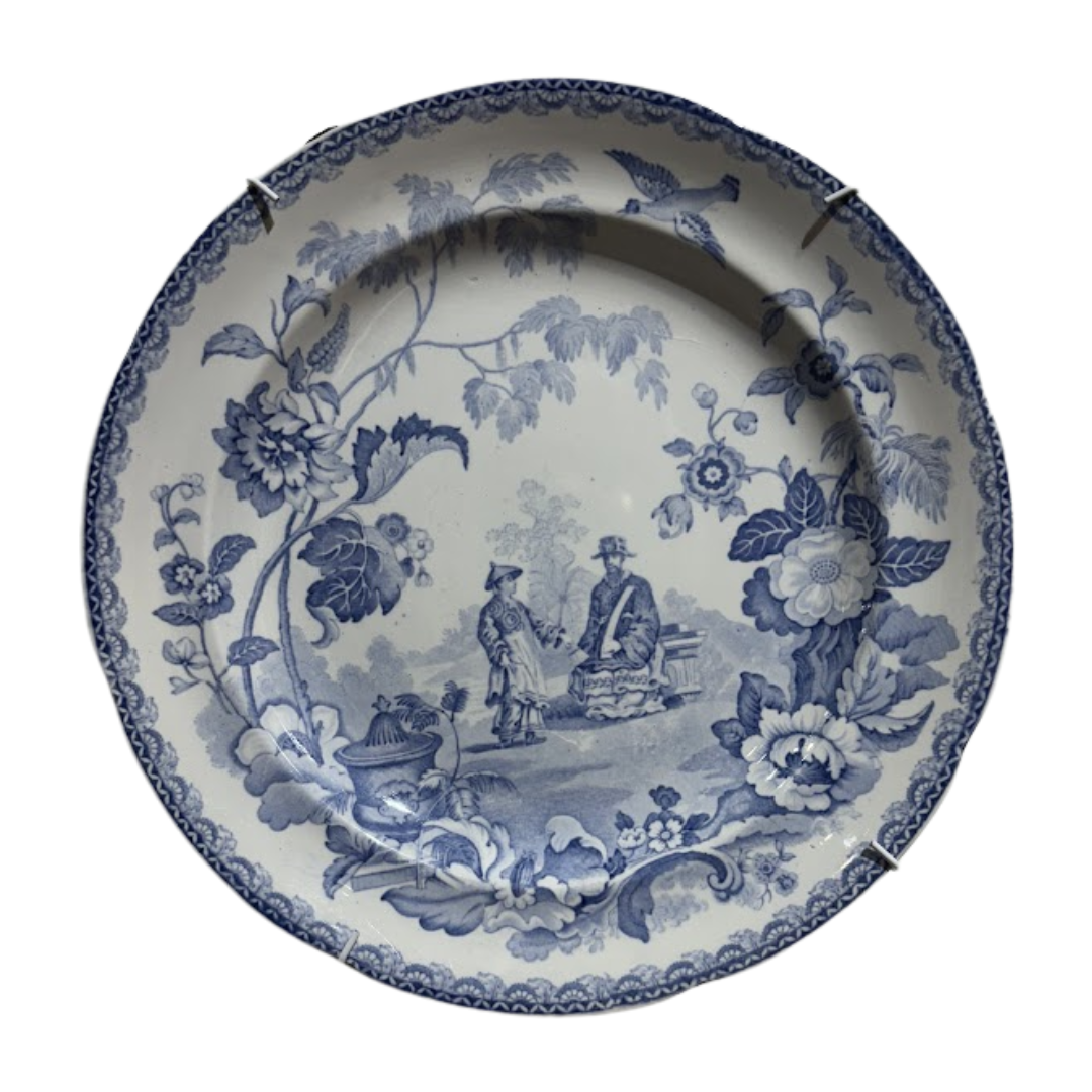10" Blue and White Mandarin Opaque China Dish