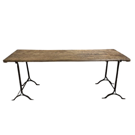 19th Century Northern Italian Walnut Table with Forged Iron Legs