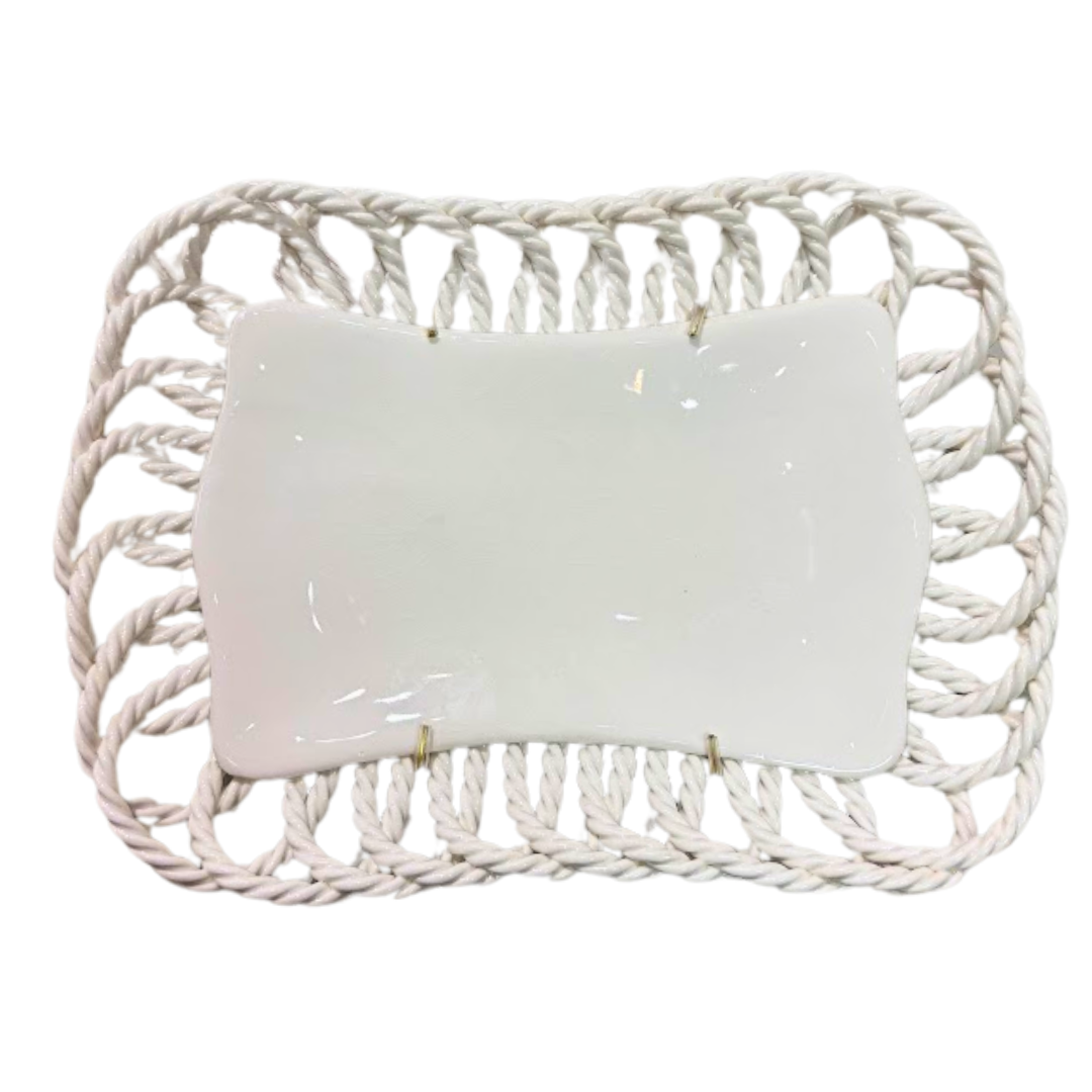 Creamware Dish with Braided Rope Border Circa 1860
