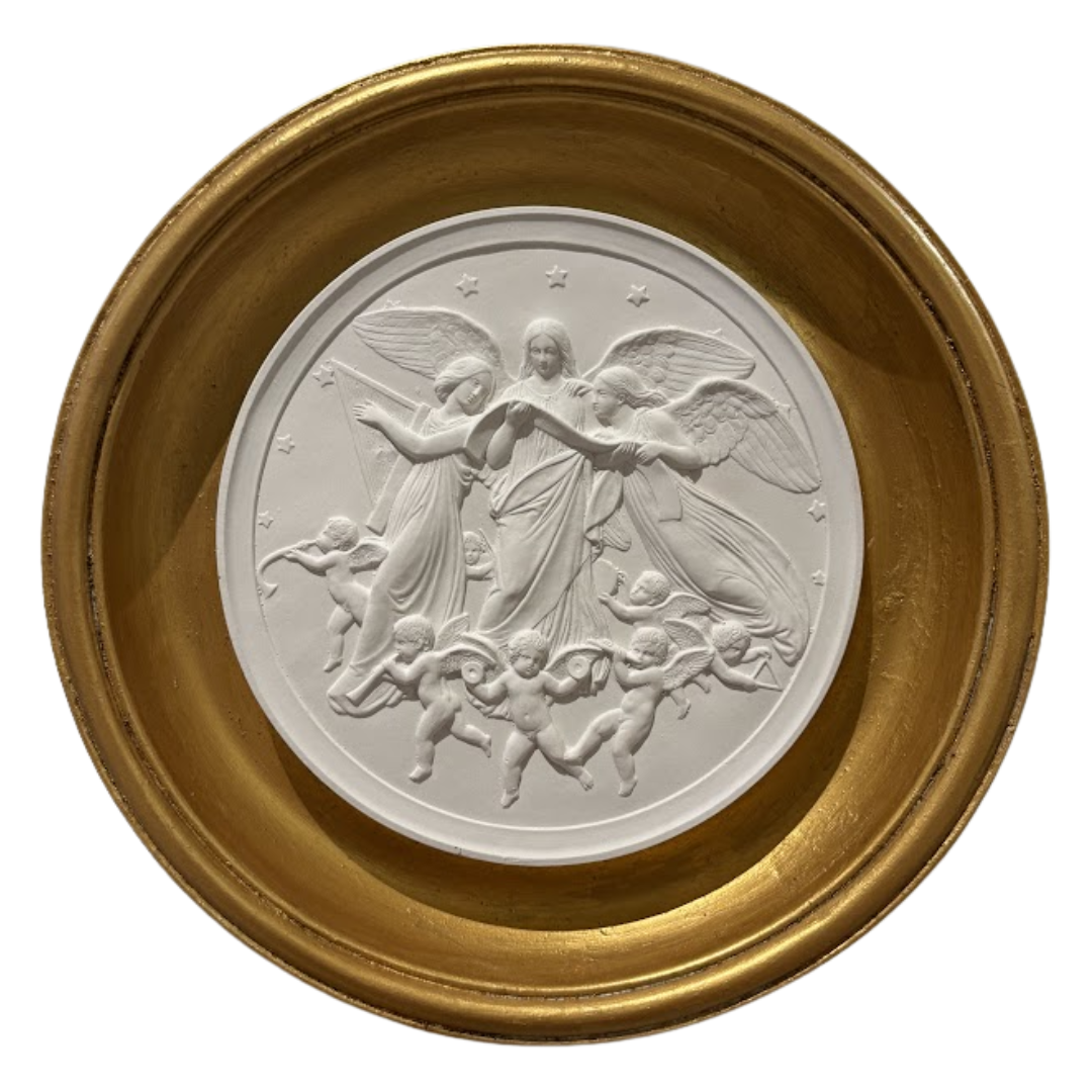9" Handmade Intaglio Cast from Antique Found in Denmark in Frame Cast from Antique Frame Found on Portobello Road, London