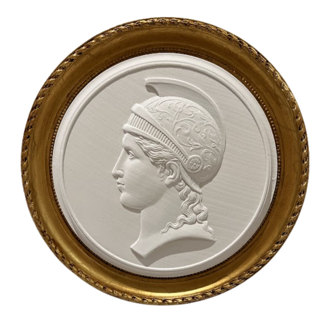 7" Handmade Replica Intaglio of Piece Found in France in Frame Made from Replica Antique Italian Original and Gilded