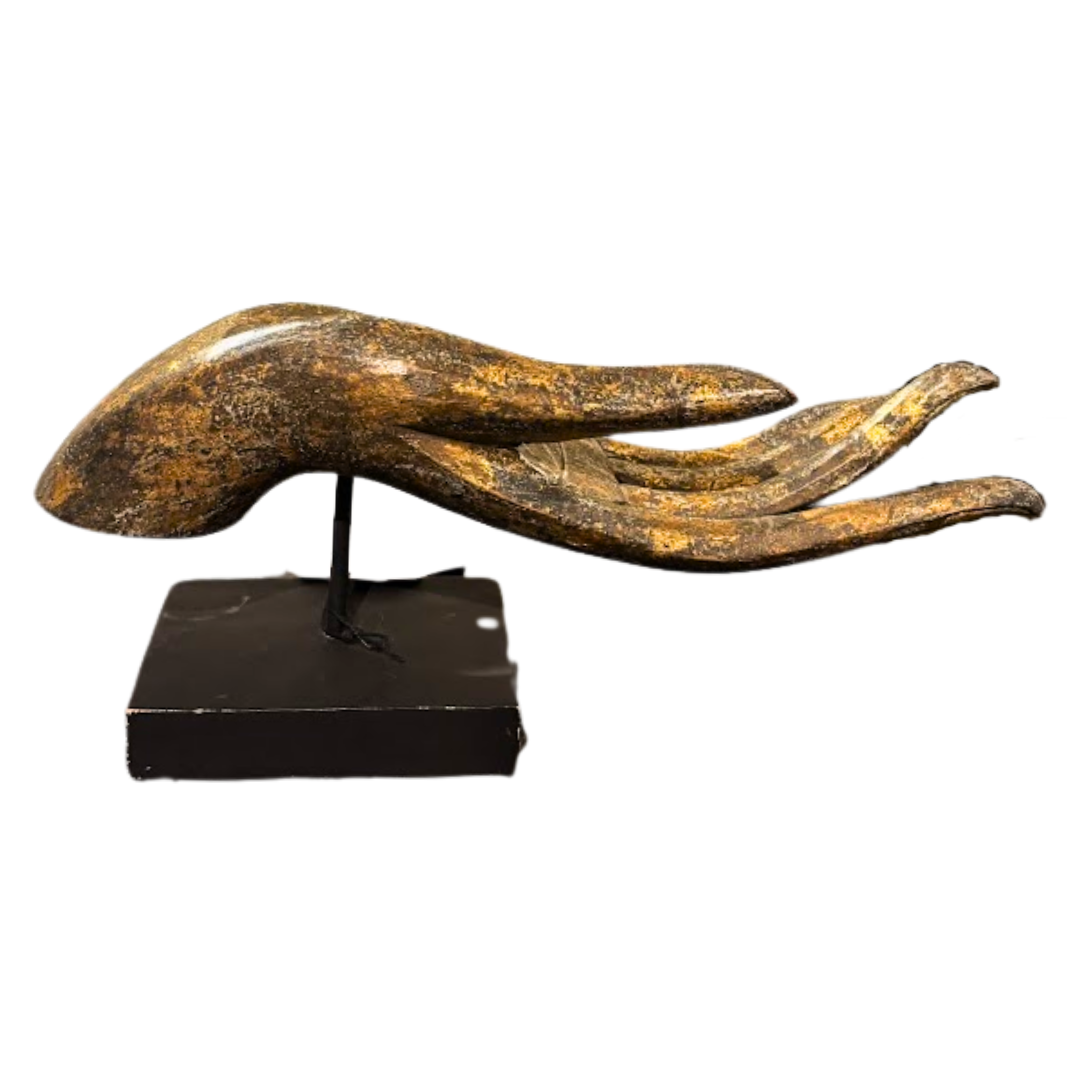 Asian Painted Hand Sculpture on Stand