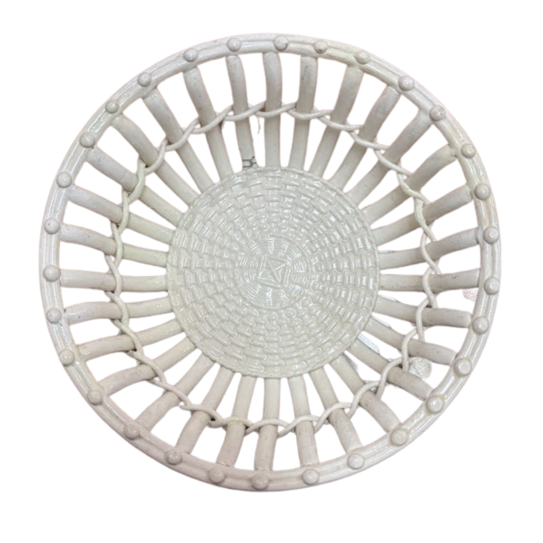 7" Creamware Twig Basket Circa 1860 (#16775)