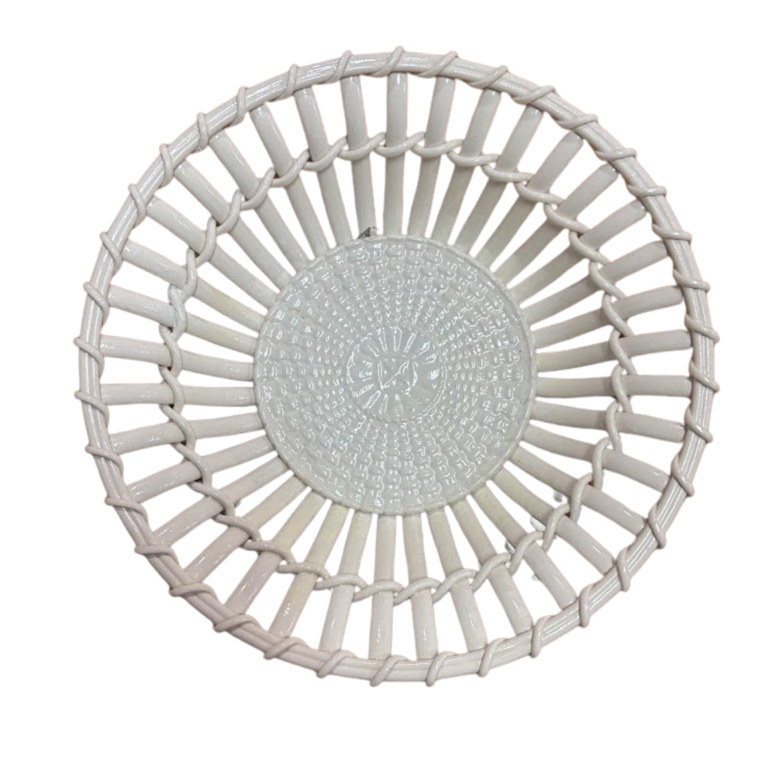 8.25" Wedgwood Creamware Twig Basket Circa 1860 (#16677)