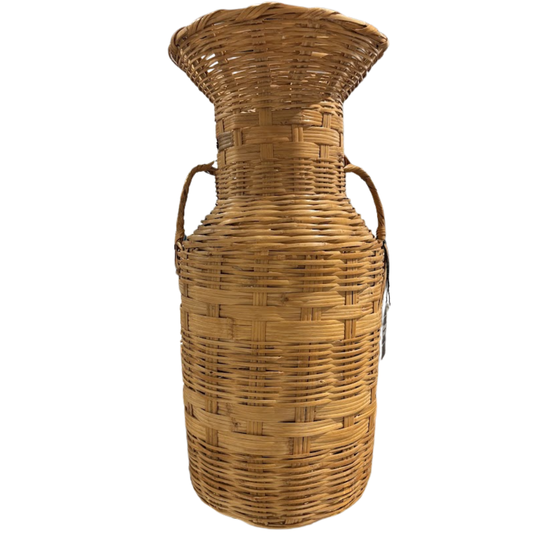 Large Wicker Vase with Handles