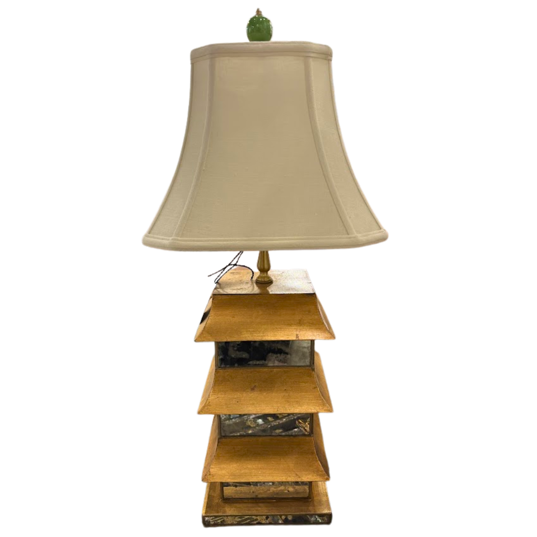 Mirrored Pagoda Lamp with Shade