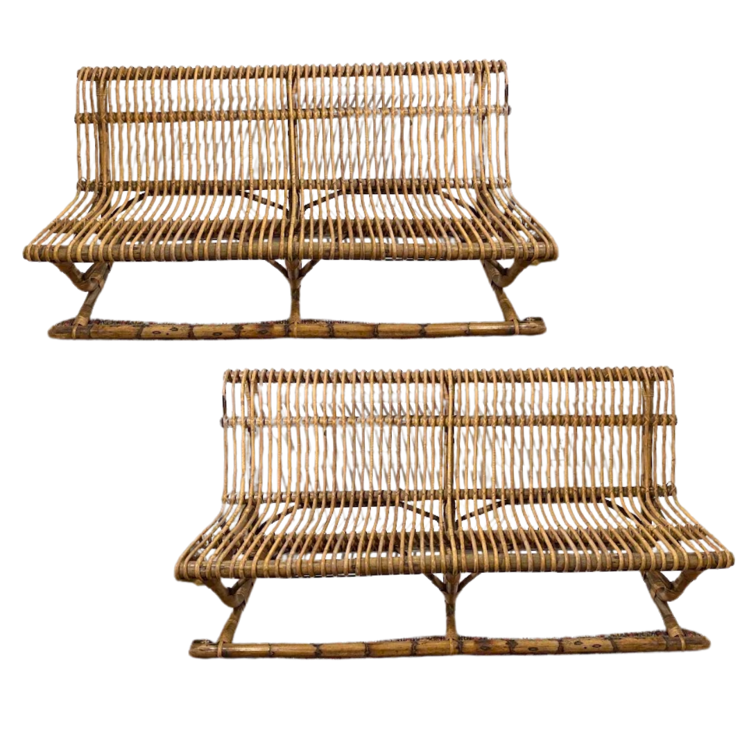 Rare Pair of 1950s Tito Agnoli for Bonacina Pancetta Benches