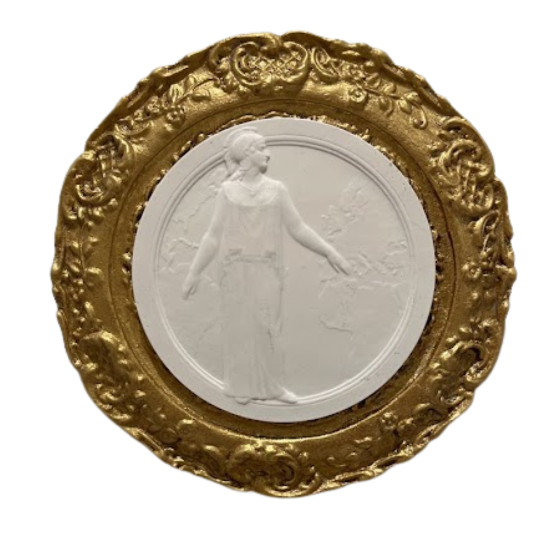 4.25" Handmade Intaglio in Cast Gilt Frame