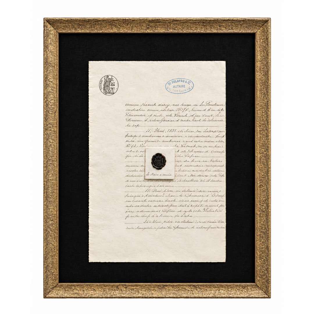 Framed French Ledger with Wax Seal - Two of Four