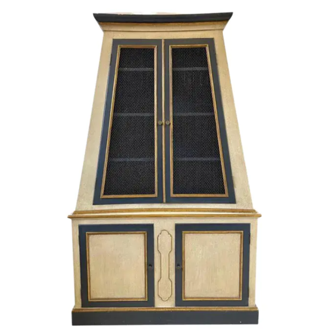 Neoclassical Italian Painted Pyramidal Cabinet With Giltwood Details