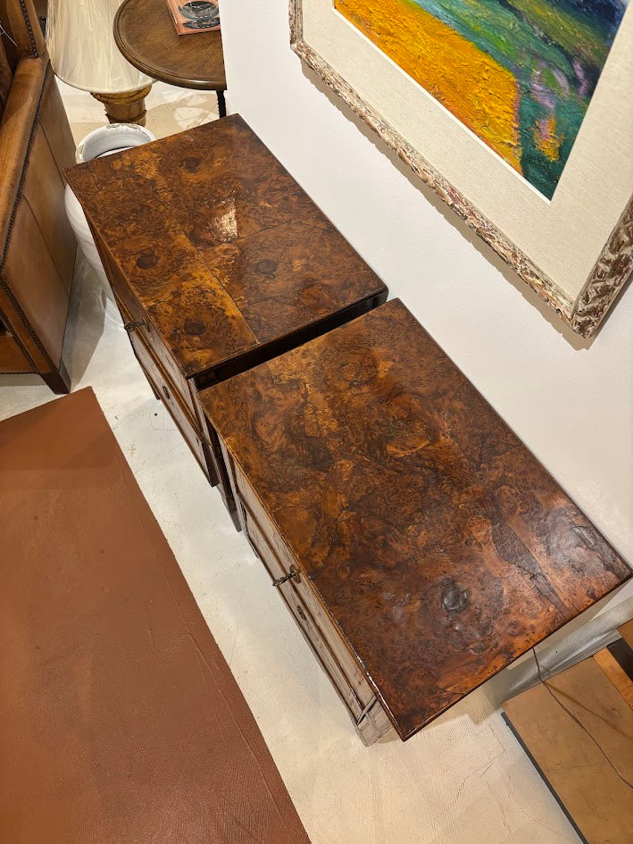 Pair of Small Italian Chests in a room with a painting on the wall.