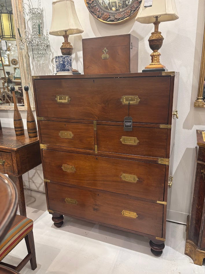Antique English Campaign Secretary Chest from Mike Deasy LTD, Sussex UK