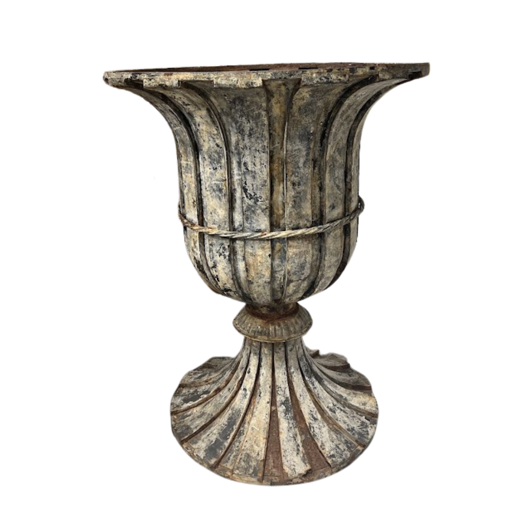Distressed Tole Garden Urn