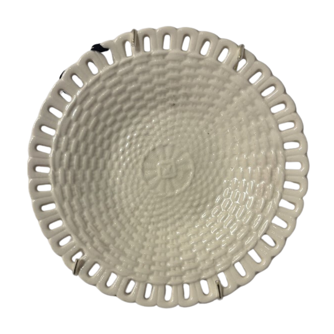 7" Basketweave Creamware Dish Circa 1870