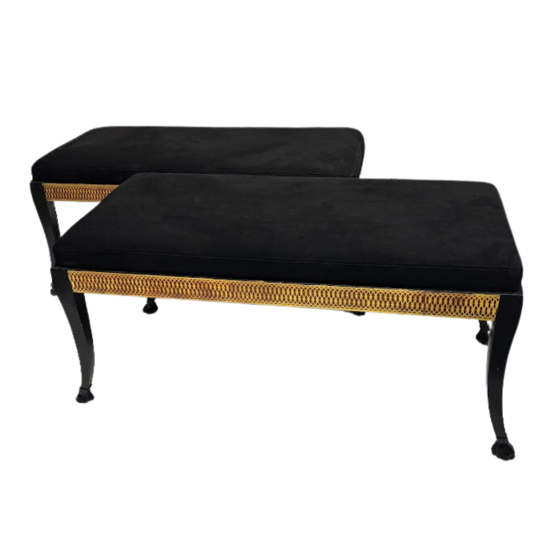 Pair Black and Gold Benches
